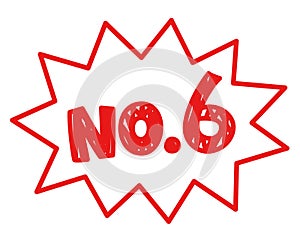 POP label no.6 , six, red offer label